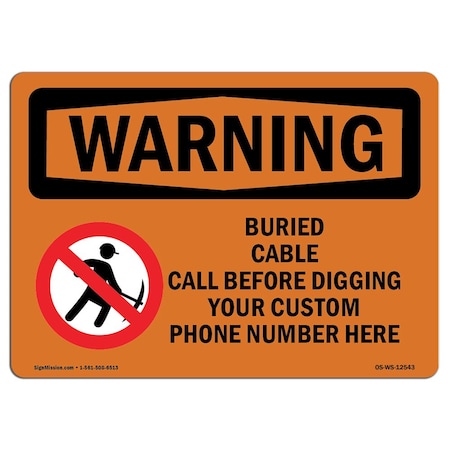 OSHA WARNING Sign, Custom Buried Cable Call Before Digging, 5in X 3.5in Decal